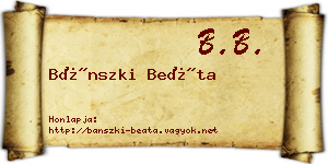 Bánszki Beáta névjegykártya