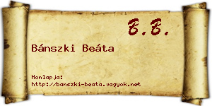 Bánszki Beáta névjegykártya