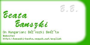 beata banszki business card